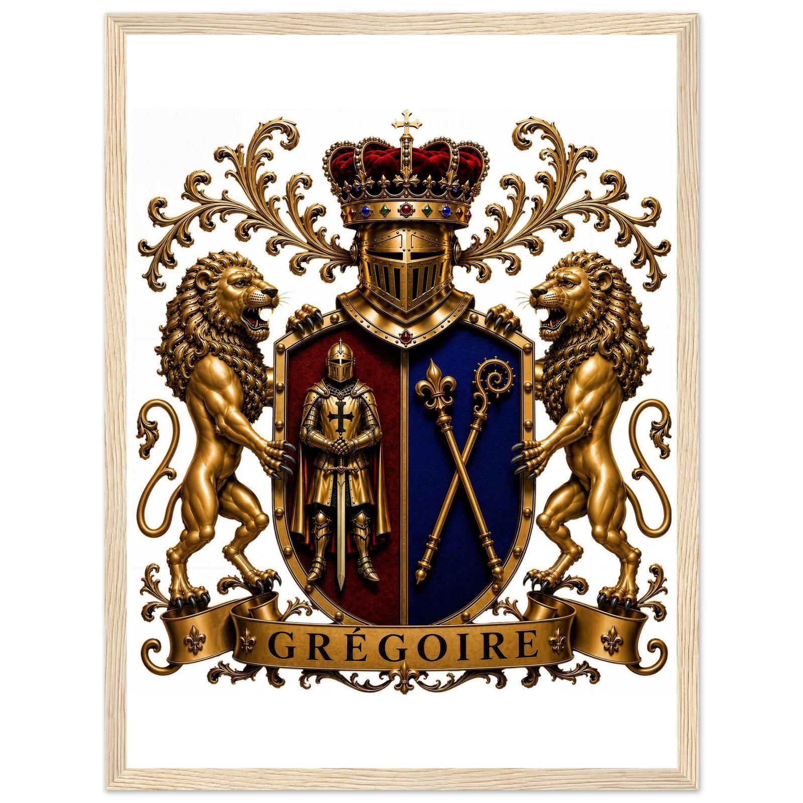 blason famille grégoire — affiche encadrée bois, papier mat premium 0d89c766-fdcc-41d5-a2c8-f4d9b618eb38