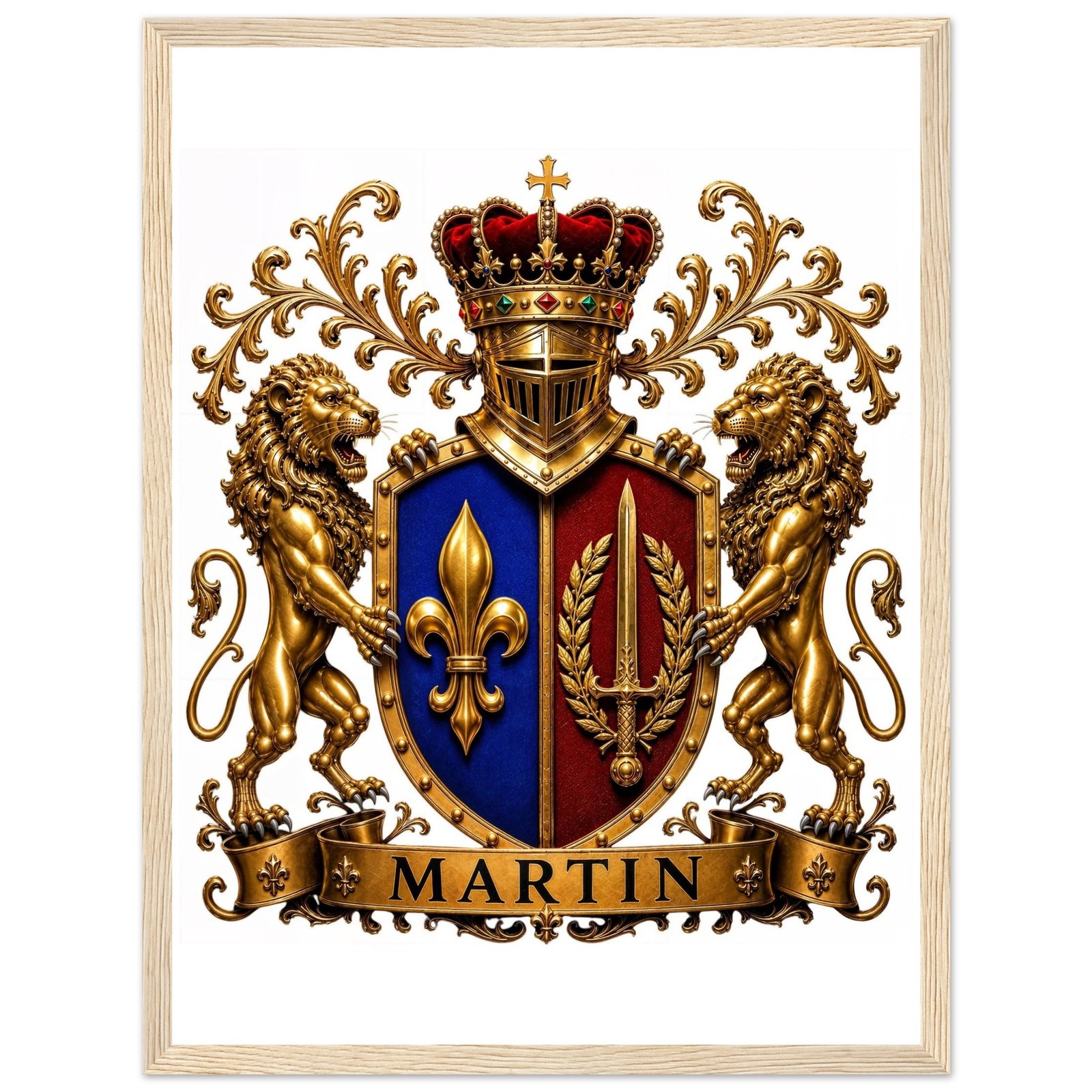 blason famille martin affiche encadree bois, papier mat 1a058b11-24ee-49ef-b756-448d26676e1e