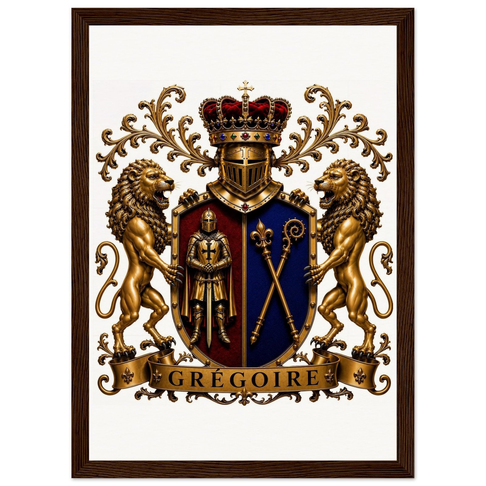blason famille grégoire — tableau encadrée en bois, papier mat qualité muséale 1f80ff9f-e2ab-4858-90a7-acedb7ea1e5f