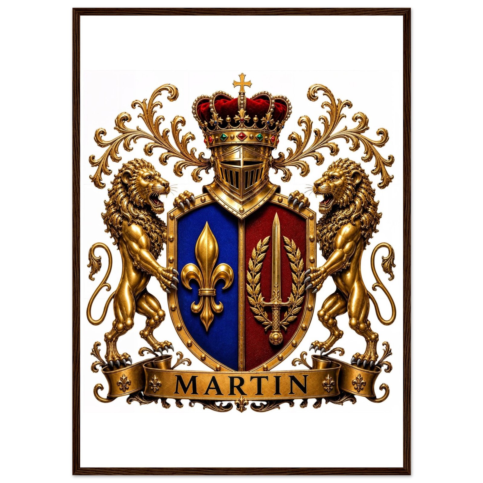 blason famille martin affiche encadree bois, papier mat 347dd691-fdc3-46c7-bbcb-74fa6c049d54