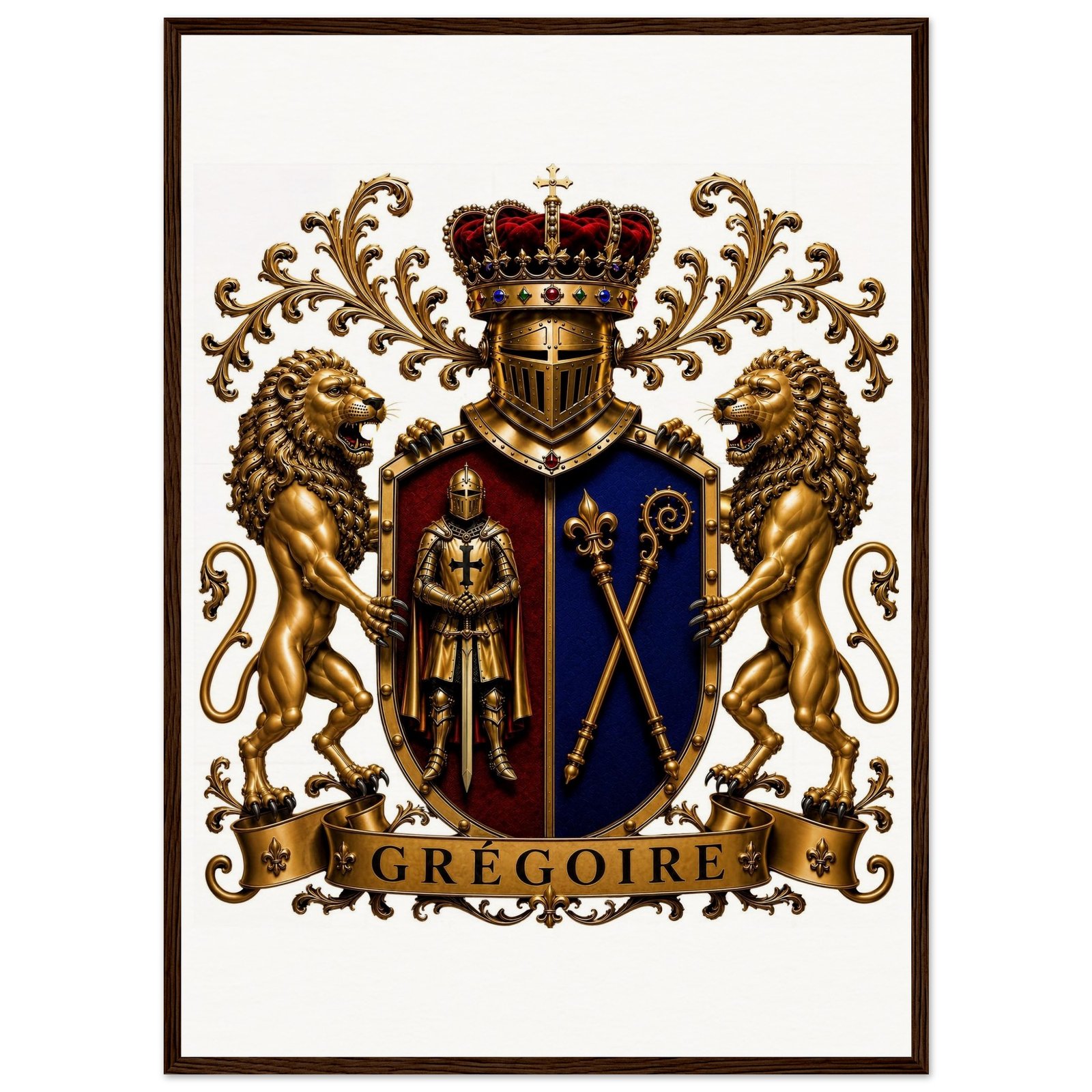 blason famille grégoire — tableau encadrée en bois, papier mat qualité muséale 40cd4244-bfa8-45dc-b379-d28aa008f7e4