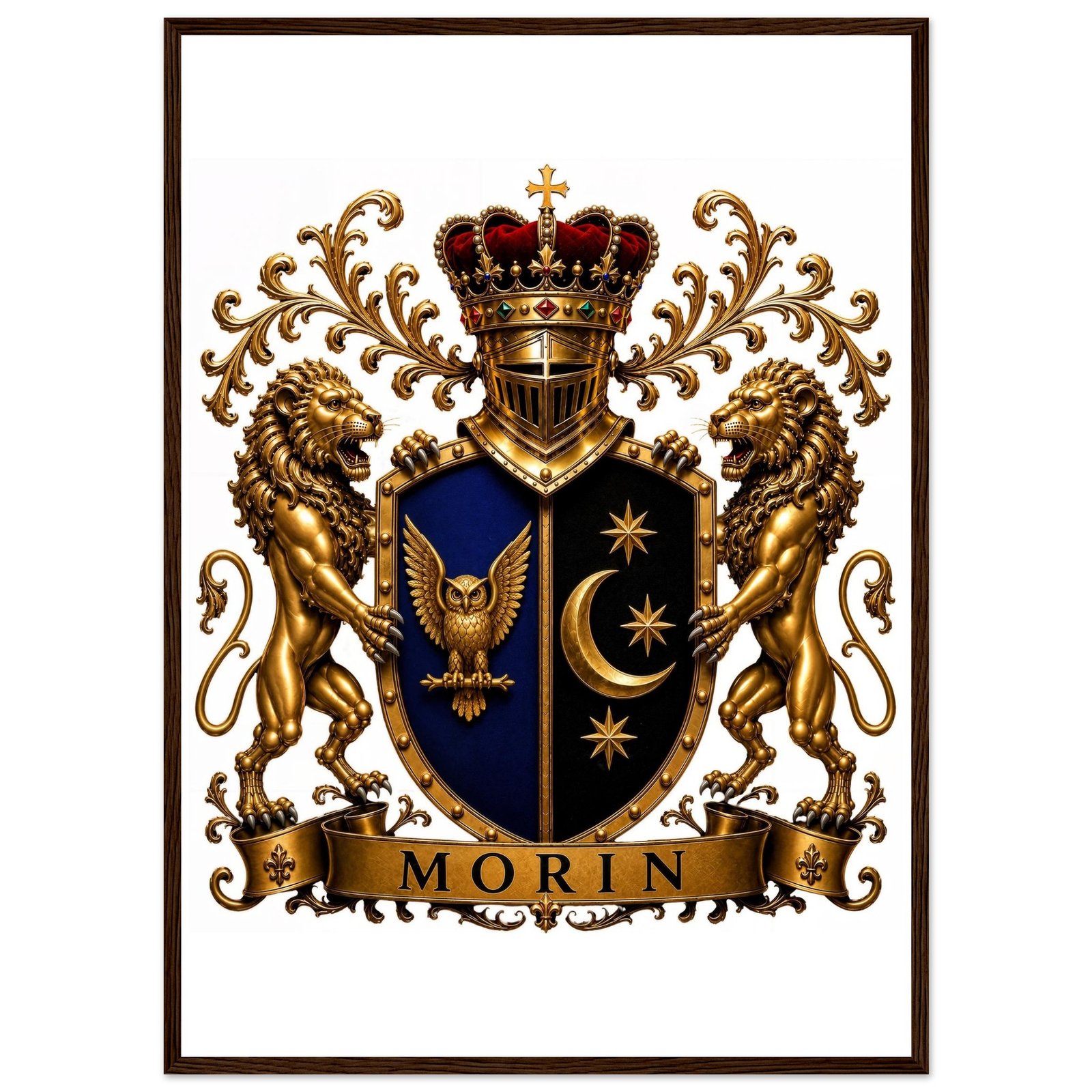 blason famille morin affiche encadree bois, papier mat 50b119de-807a-4e12-97fd-4c8a163e3e80