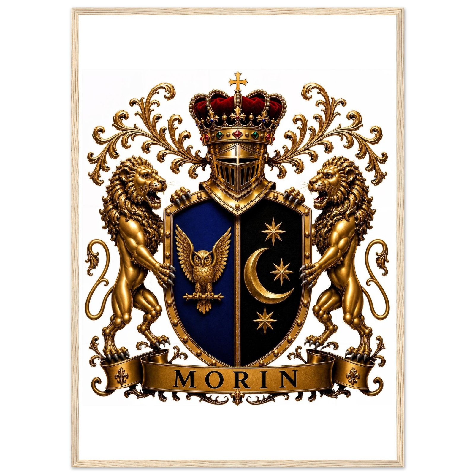 blason famille morin affiche encadree bois, papier mat 52063e0d-5779-4af8-84b9-511f667dd328