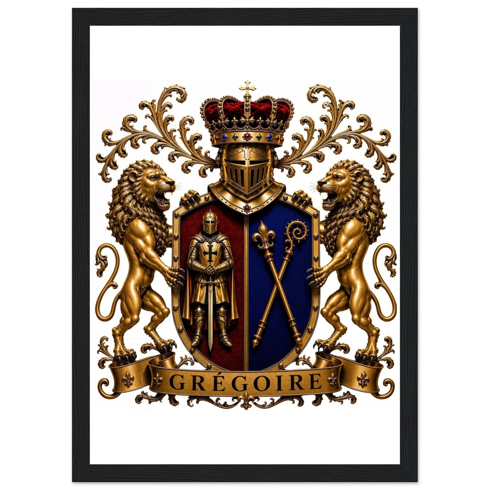 blason famille grégoire — affiche encadrée bois, papier mat premium 77cf1fce-73f4-48d5-8f1f-470329fd7663