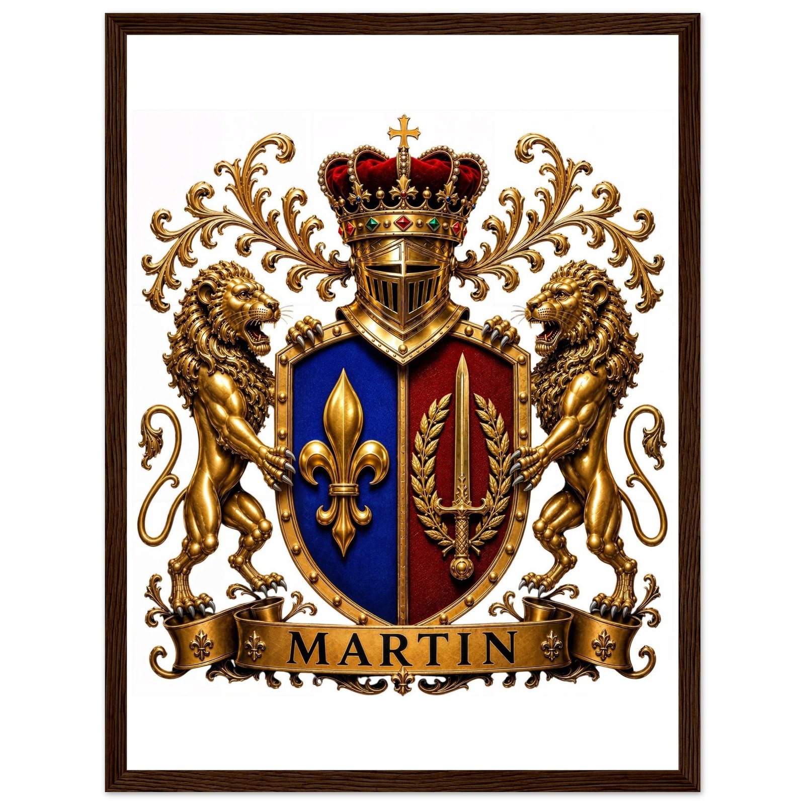 blason famille martin affiche encadree bois, papier mat 8f38e6c3-40e8-4231-995f-ba6829ebbfd1