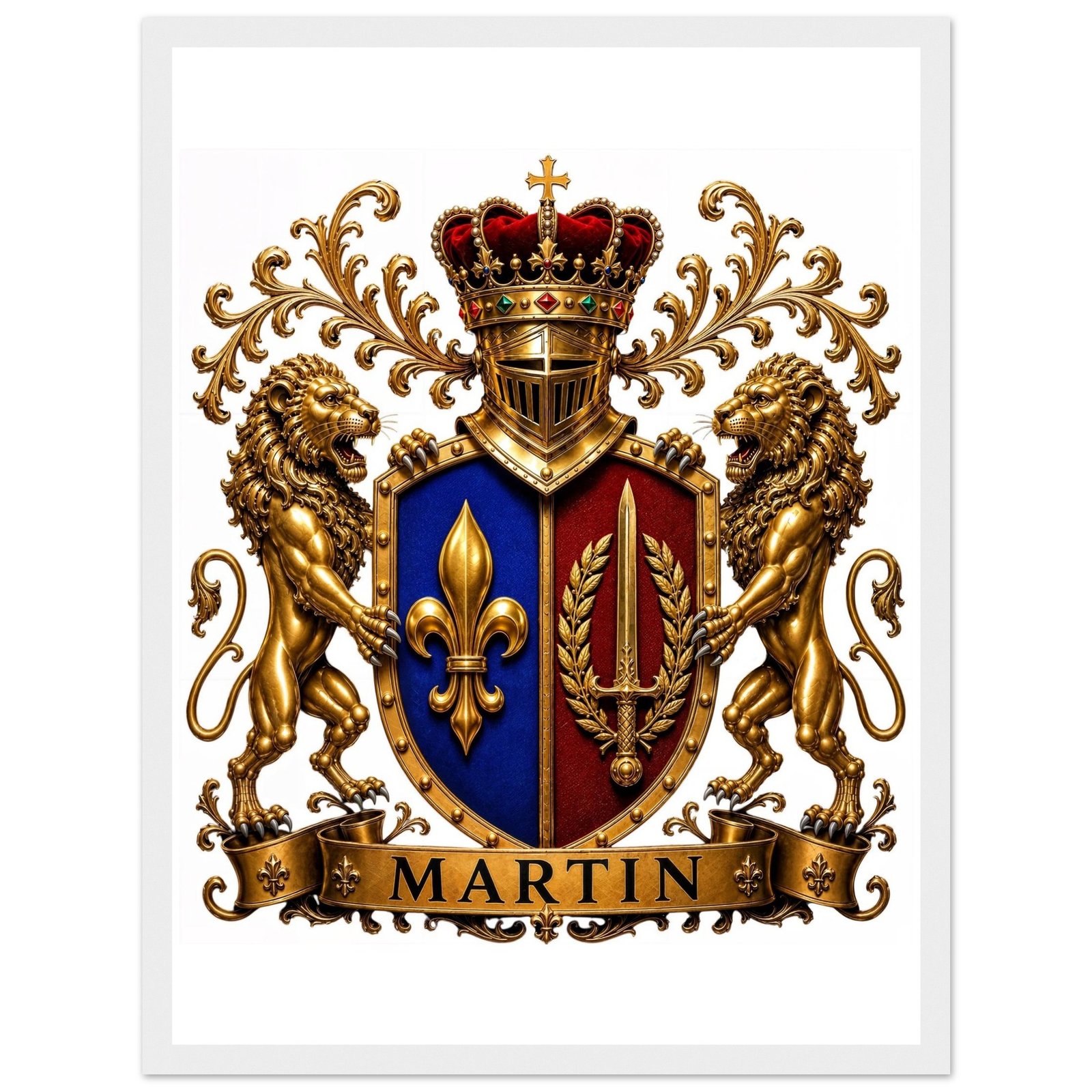blason famille martin affiche encadree bois, papier mat a9877387-31cc-4b43-b39d-b7c216345492