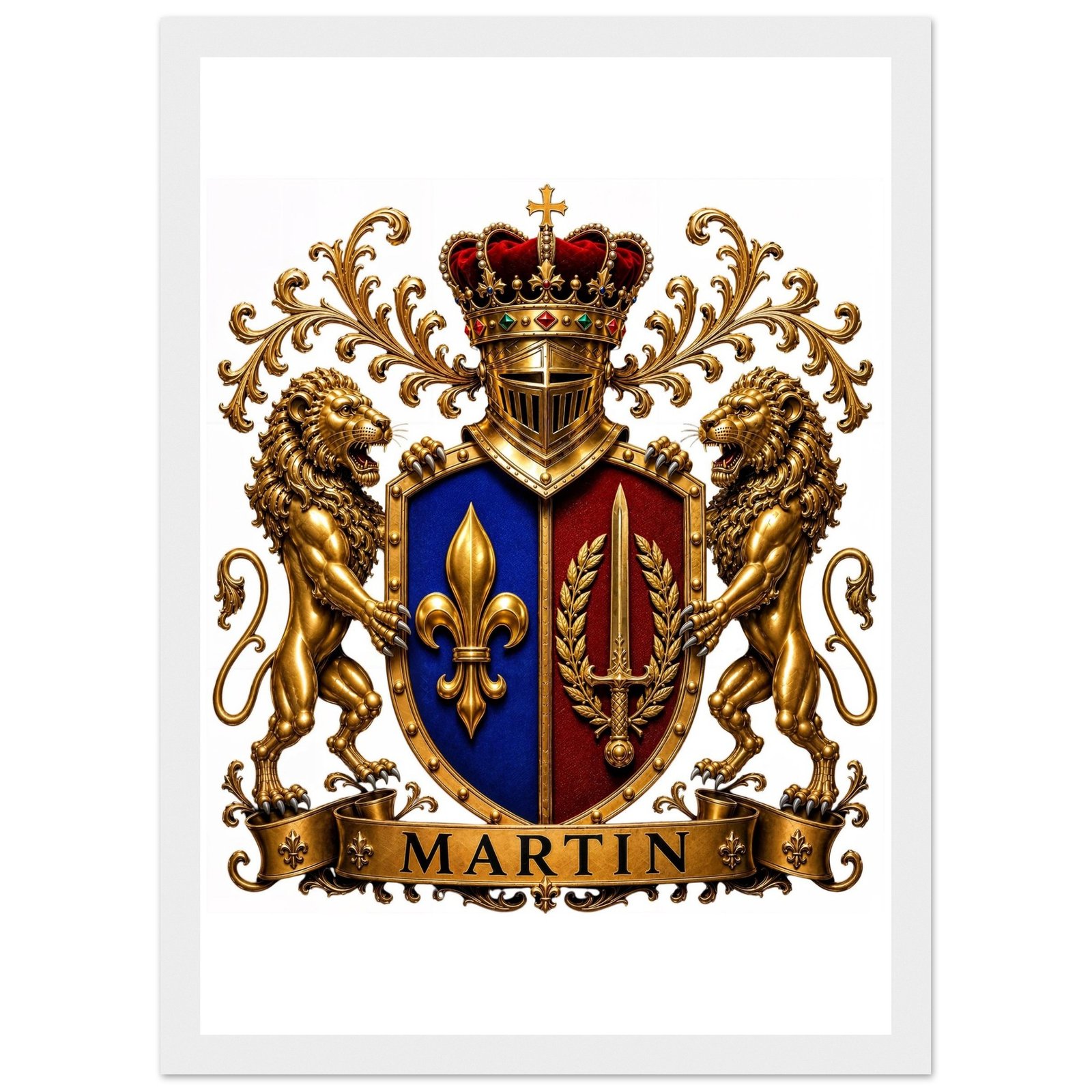 blason famille martin affiche encadree bois, papier mat b452302e-c551-44e5-a3de-7fde58417166