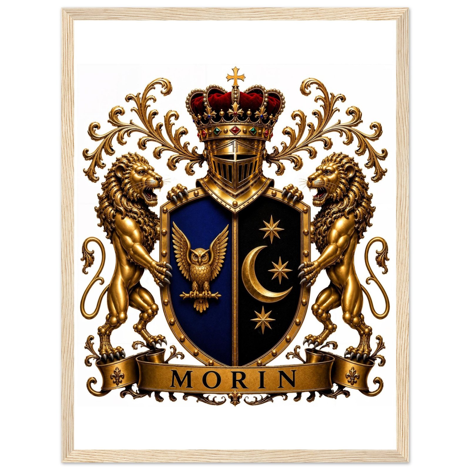 blason famille morin affiche encadree bois, papier mat bdc5174a-10e9-4705-822b-76c96b64e10e