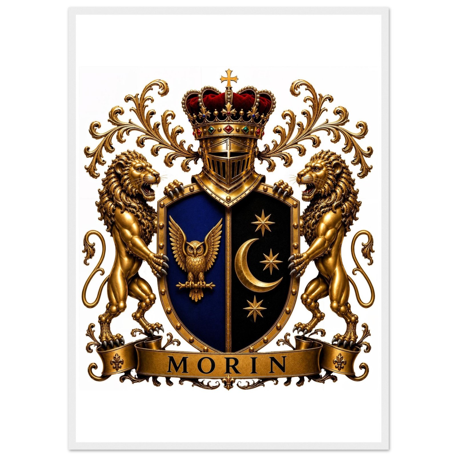 blason famille morin affiche encadree bois, papier mat beac121f-c770-4856-a3f0-700d8bbfca7a