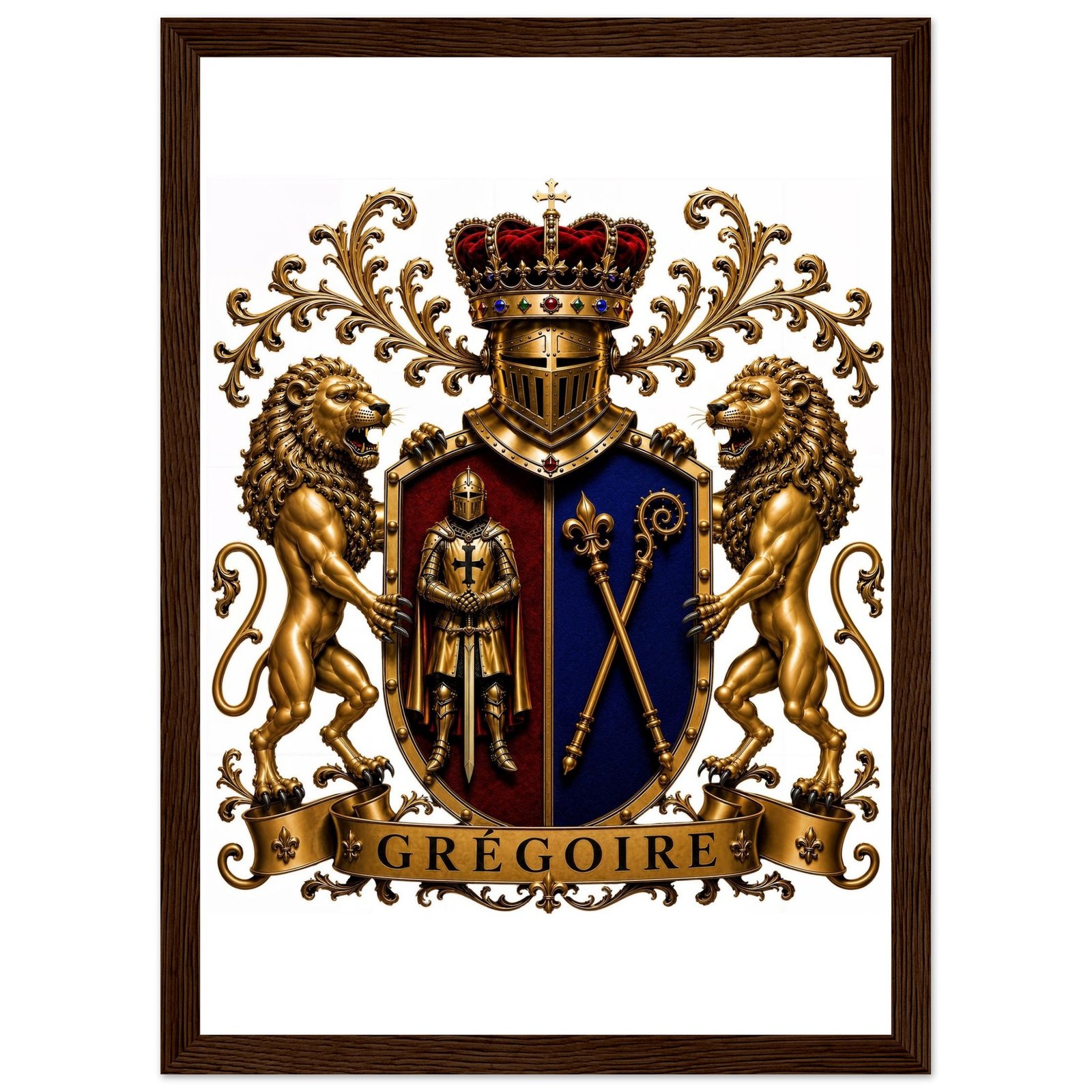blason famille grégoire — affiche encadrée bois, papier mat premium d83a3a8e-abd2-48bb-82a1-2117fcd6557a