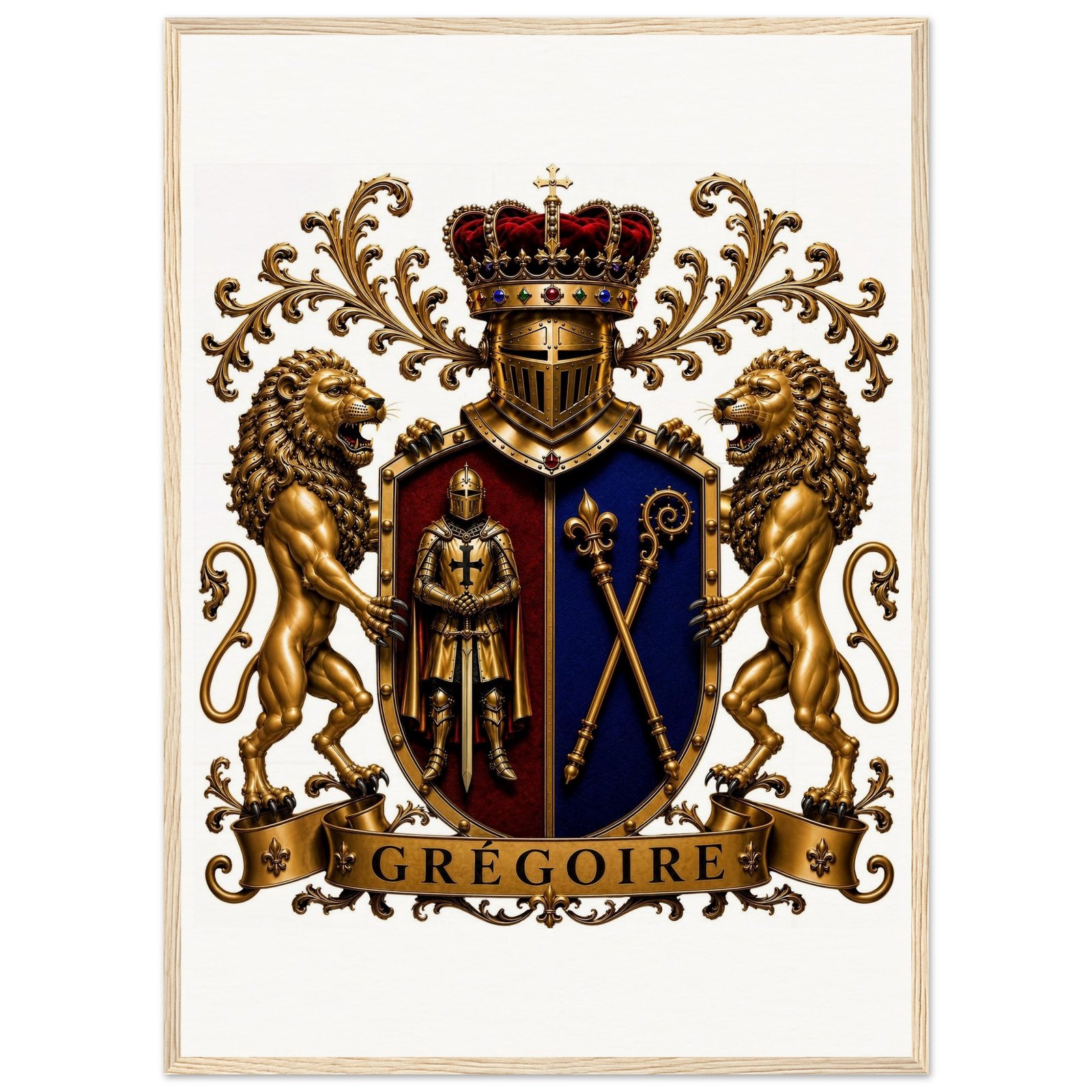 blason famille grégoire — tableau encadrée en bois, papier mat qualité muséale dea566d7-7491-4bfc-8fd7-e787449b16e1