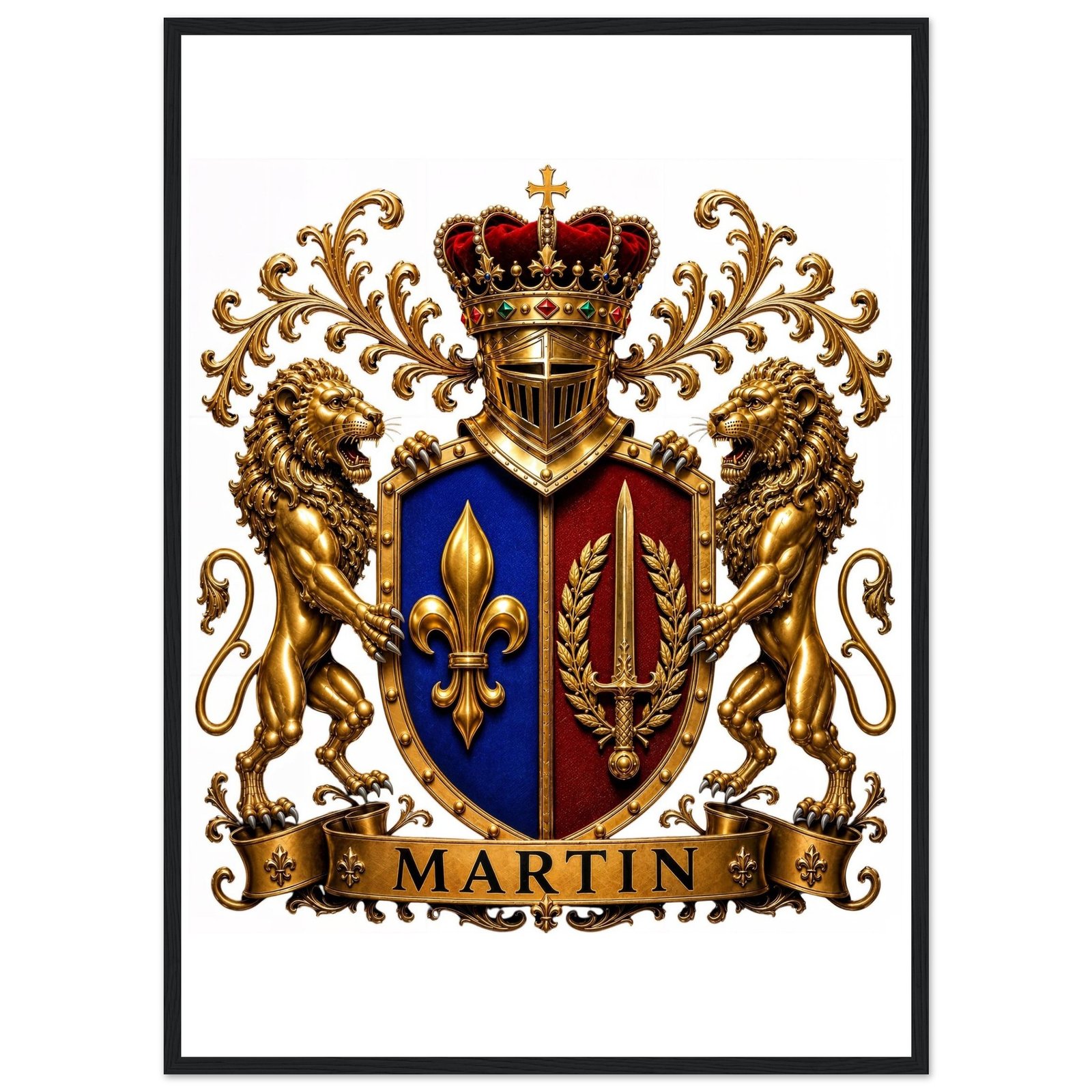 blason famille martin affiche encadree bois, papier mat e7904e66-1089-4662-a5e4-9ad83a94f3a9