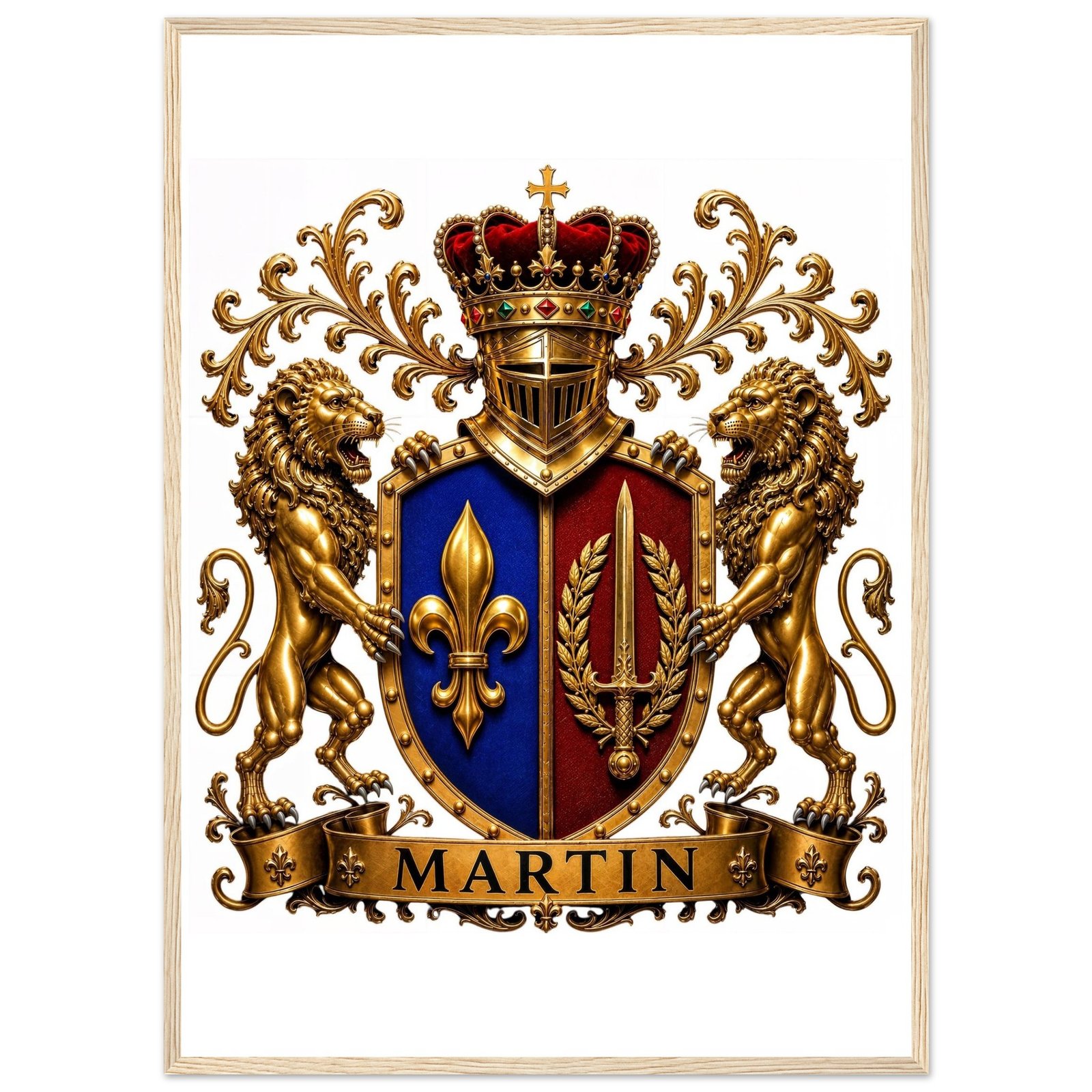 blason famille martin affiche encadree bois, papier mat ea2c66f4-cb2e-4e65-84d9-8d337fb86e2d
