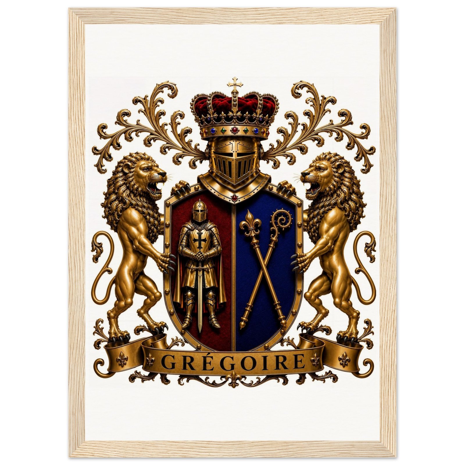 blason famille grégoire — tableau encadrée en bois, papier mat qualité muséale ef78dad7-10e7-4c06-89f8-66fd1daabc85
