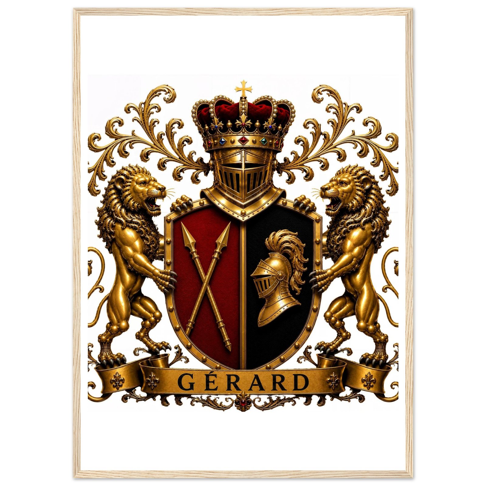 blason famille gérard — affiche encadrée bois, papier mat 04fbef9e-c5fb-4583-a4a4-d41b48aa1795