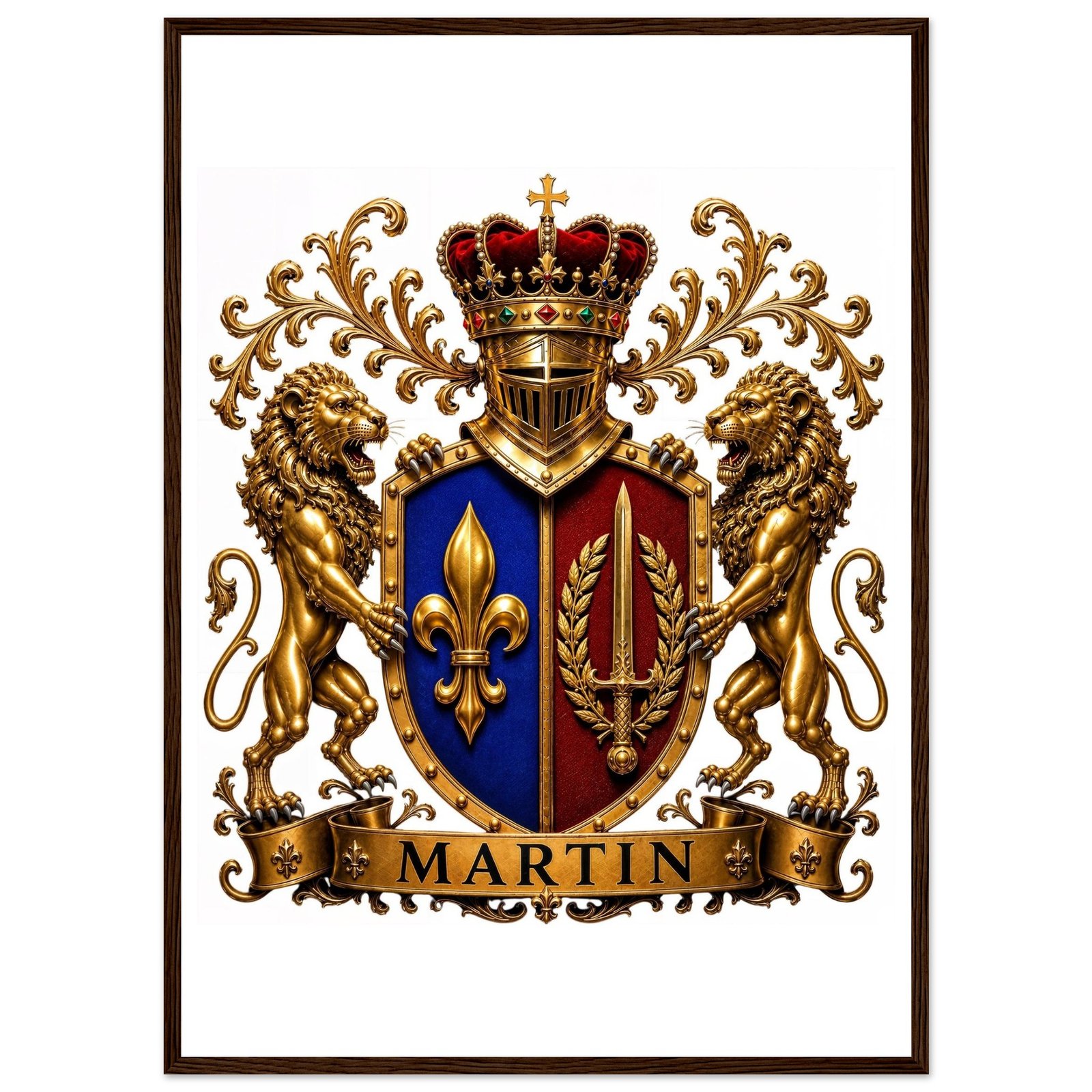 blason famille martin — affiche encadrée bois, papier mat 08665ad7-cd3f-47c8-9e13-9e6ba55ca49c