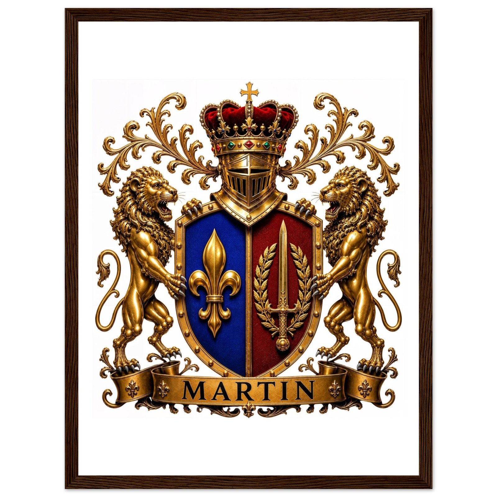 blason famille martin — affiche encadrée bois, papier mat 0918ed94-544e-4abc-836f-9da716ec76fa
