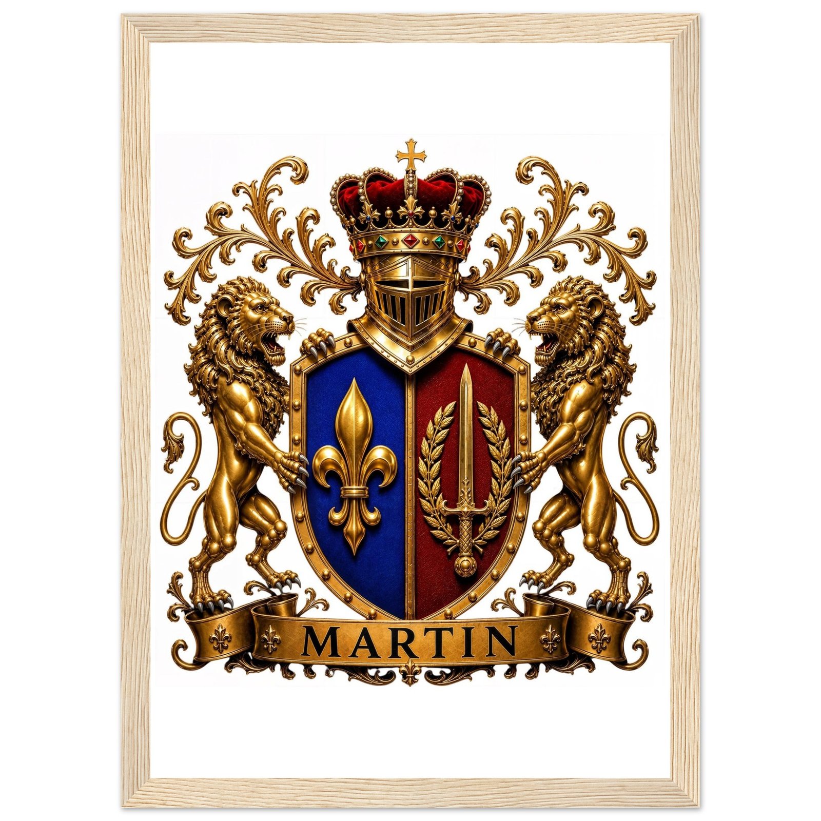 blason famille martin — affiche encadrée bois, papier mat 143faec2-8b70-4285-87e9-bc5e68f22736