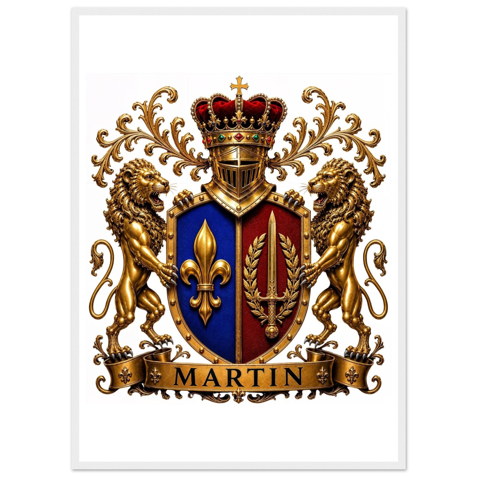 blason famille martin — affiche encadrée bois, papier mat 245b6d7f-f157-4bc3-95fd-9856cde67d51