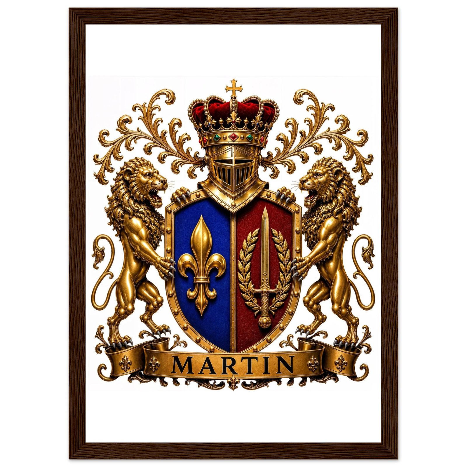 blason famille martin — affiche encadrée bois, papier mat 25ca8668-561a-4ebc-a4a0-9da8dedeba3b