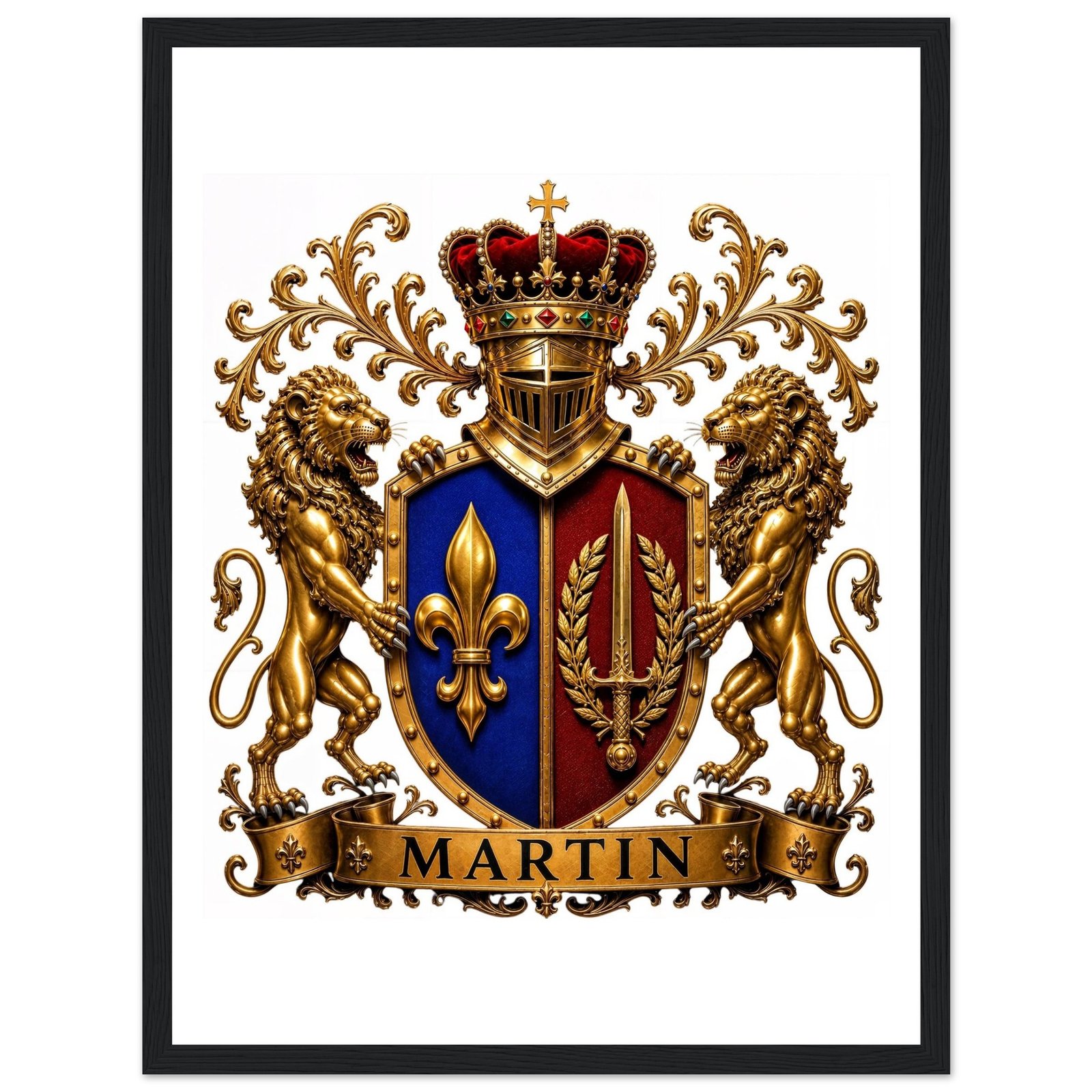 blason famille martin — affiche encadrée bois, papier mat 4dfc5373-5c25-43ff-9571-05446e3224ff