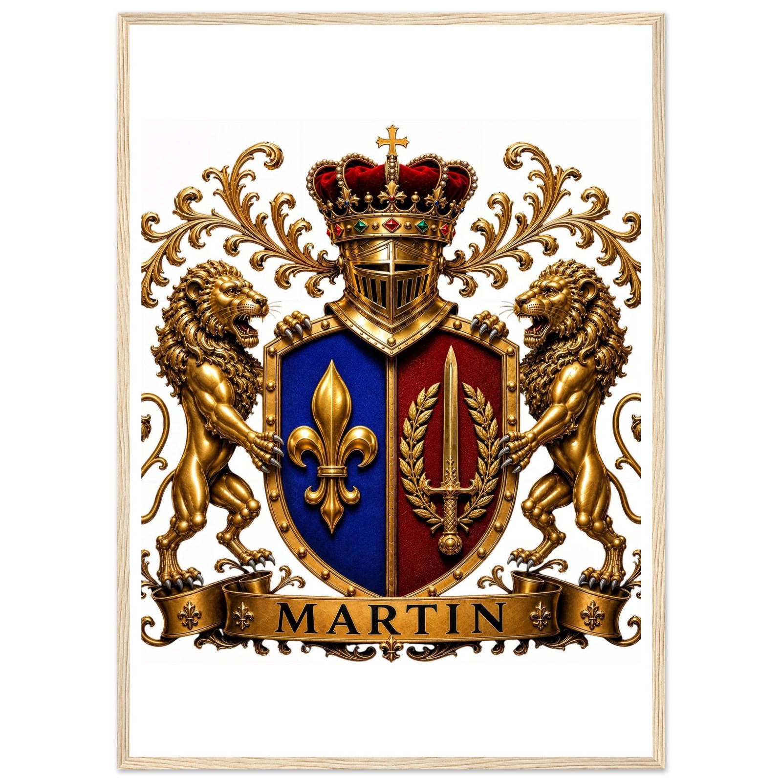 blason famille martin — affiche encadrée bois, papier mat 66eff8f8-7396-4c14-a54e-738ea1b2a396