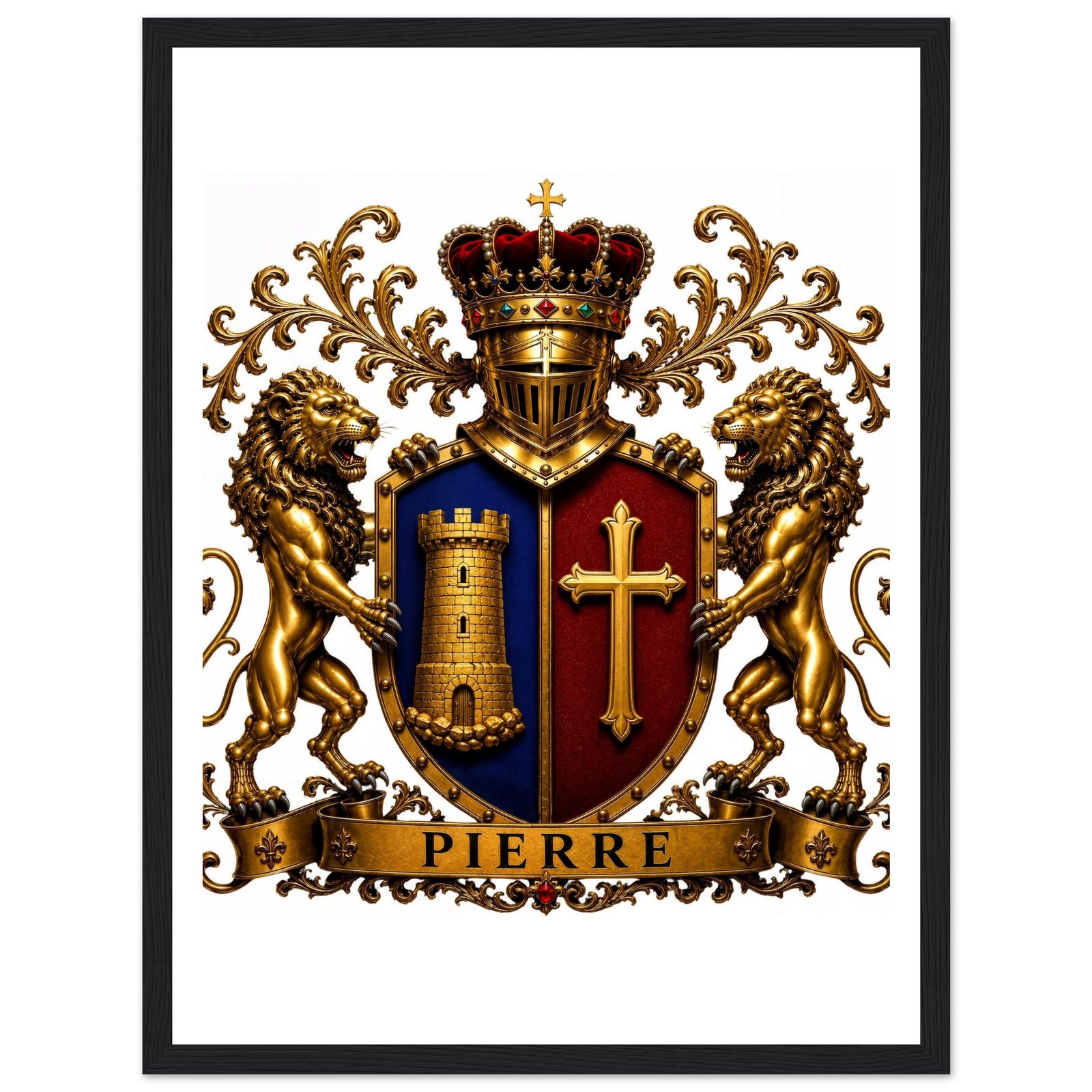 blason famille pierre — affiche encadrée bois, papier mat 6ec1249c-249f-4e2b-8da6-029abb53ce2d