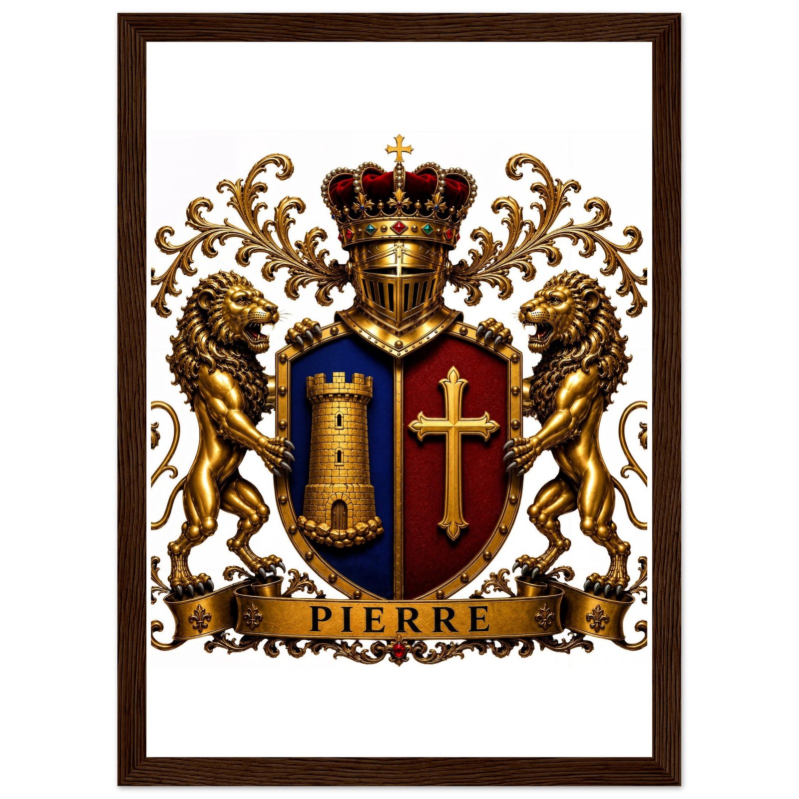 blason famille pierre — affiche encadrée bois, papier mat 7c129a53-4580-4e53-9717-7ff7eba4cbec
