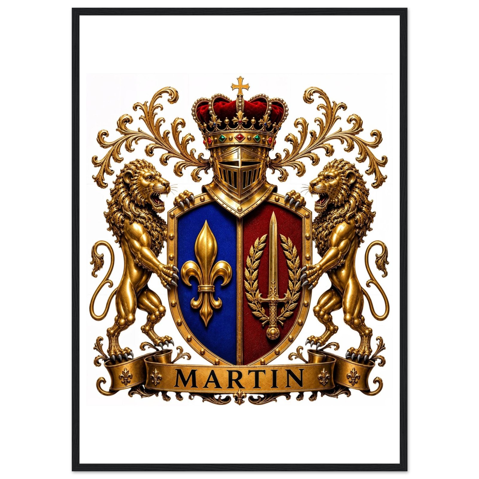 blason famille martin — affiche encadrée bois, papier mat 8fef76d5-64e8-4a41-b8f2-3b88fc9cf563
