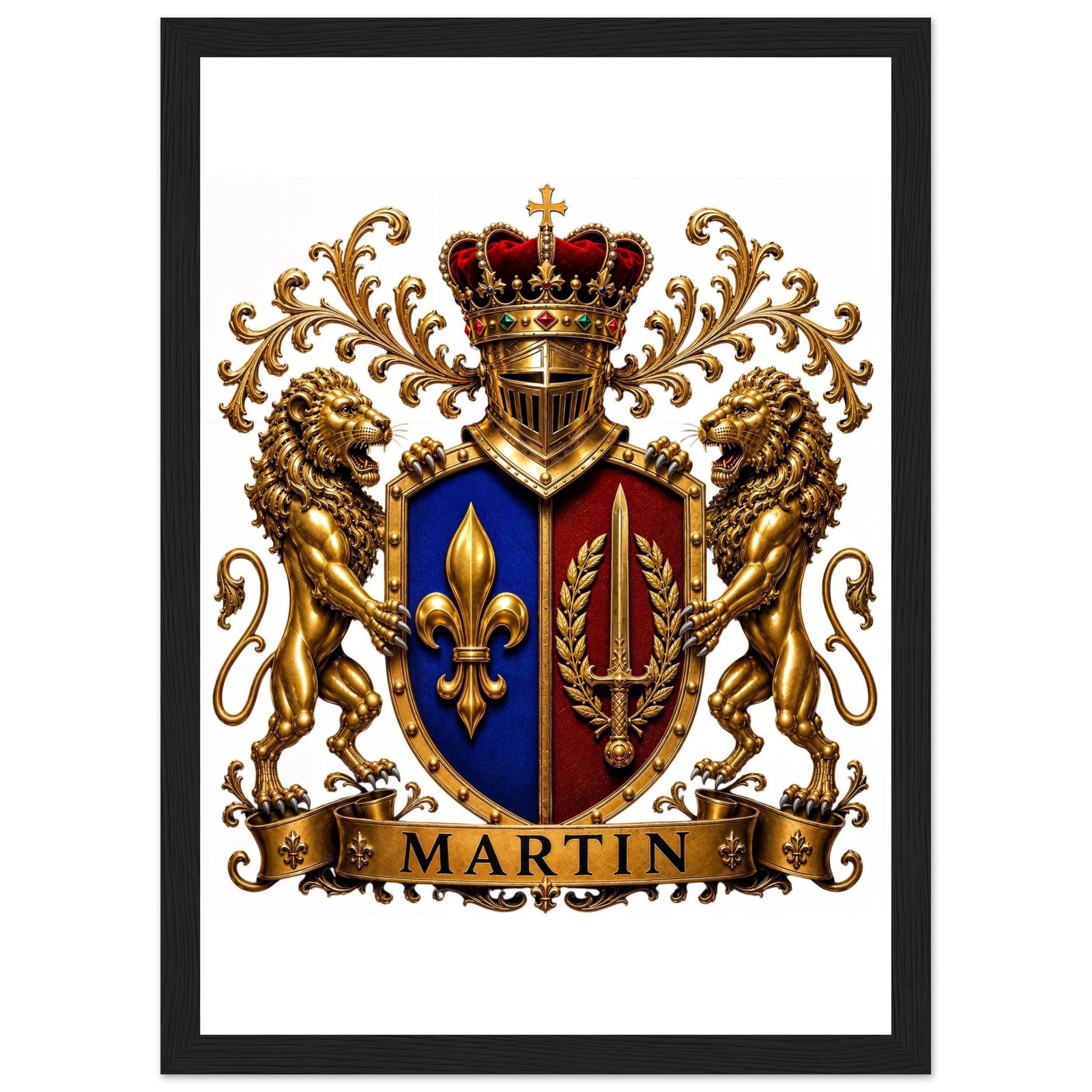blason famille martin — affiche encadrée bois, papier mat 9e82d45e-4fa4-45af-b637-ef45f82ad3ac