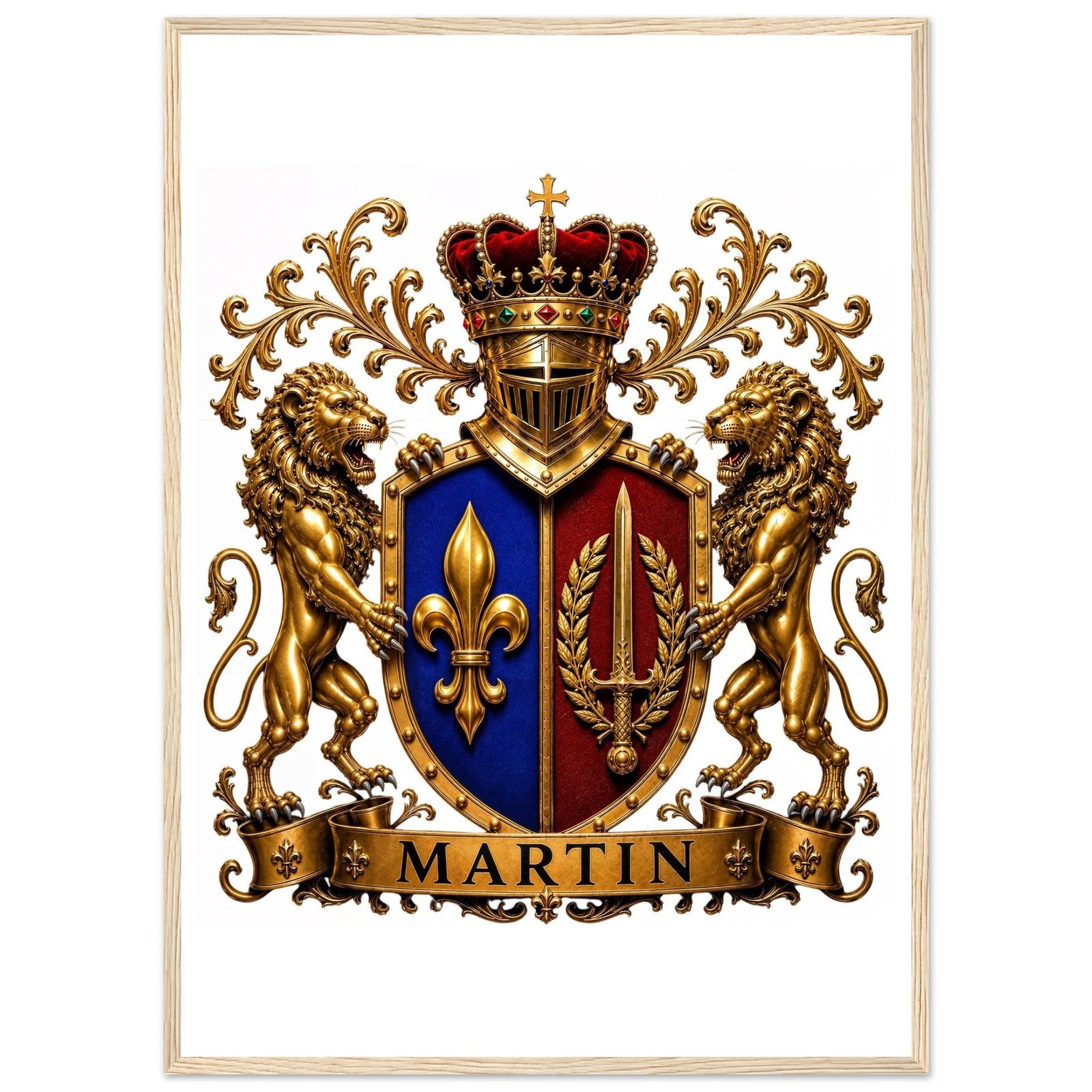 blason famille martin — affiche encadrée bois, papier mat a5807dc0-c413-440d-8652-056d21cdc545