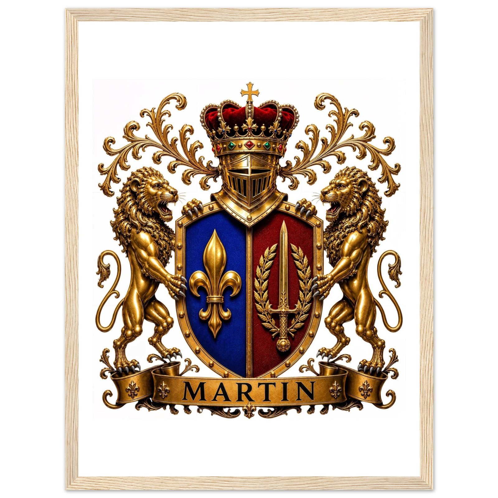 blason famille martin — affiche encadrée bois, papier mat ab751172-e001-4651-bc09-ab65f4f0ab1e