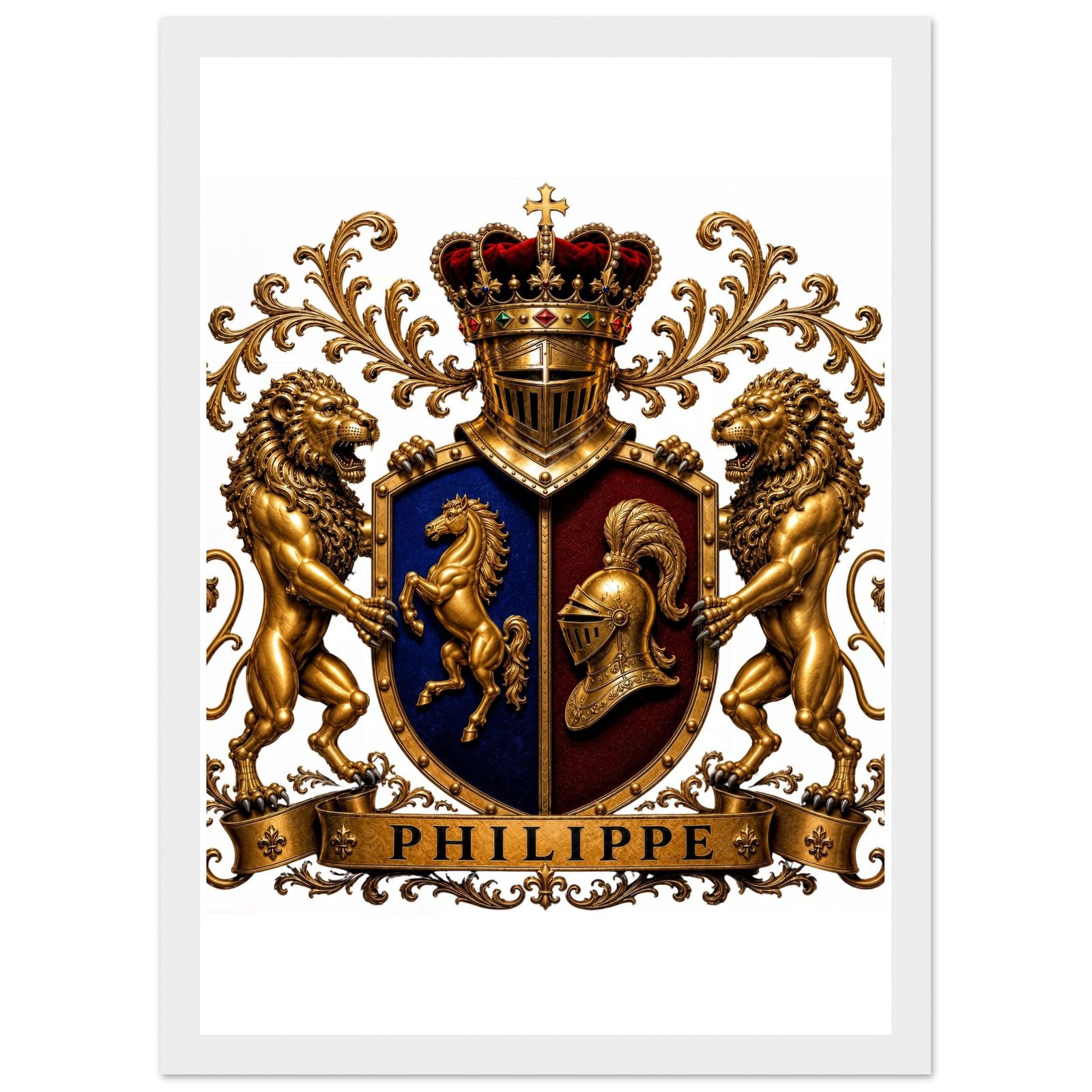 blason famille philippe — affiche encadrée bois, papier mat f5ade8e8-bc7e-4cbc-97a0-b8913c3d0bc0