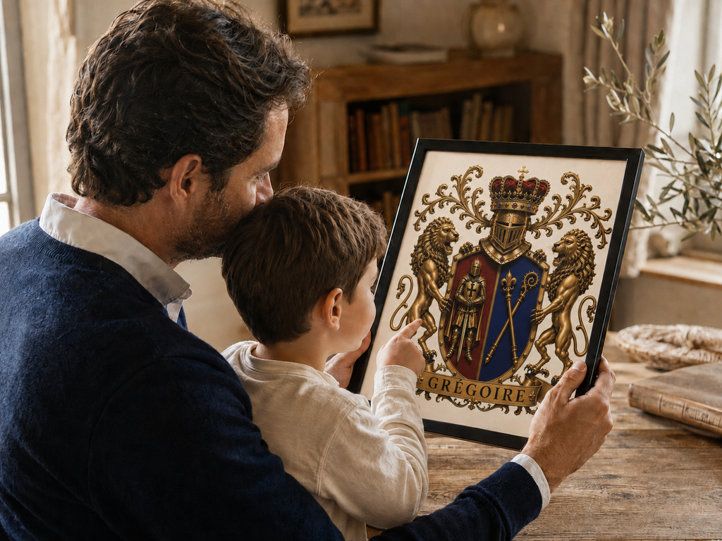 Accueil transmission blason familial gregoire pere fils.webp